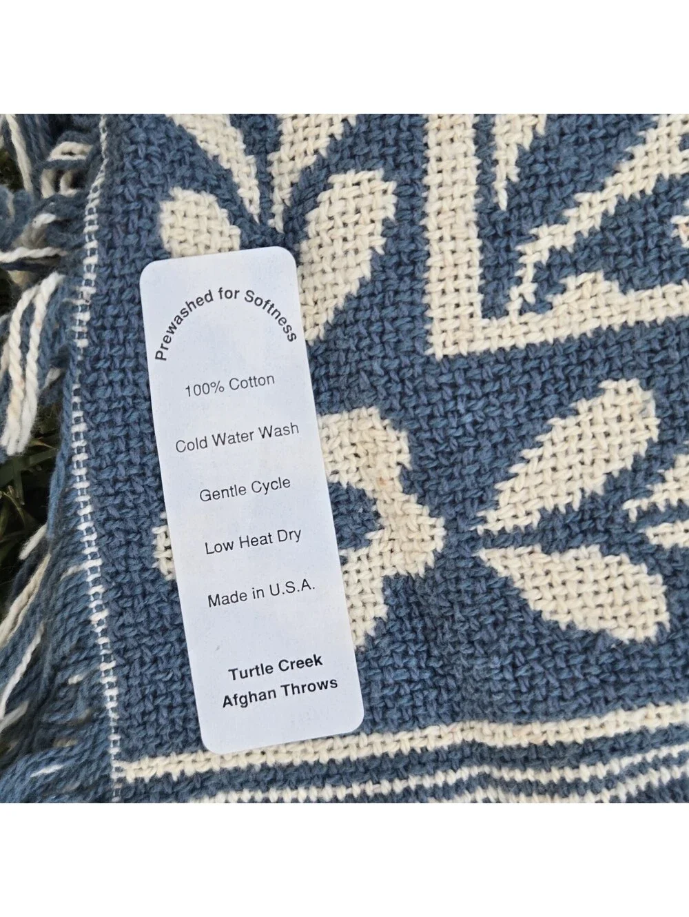 Turtle Creek Regal Wedgewood Afghan Throw Blanket 48”x60” Blue Ivory USA